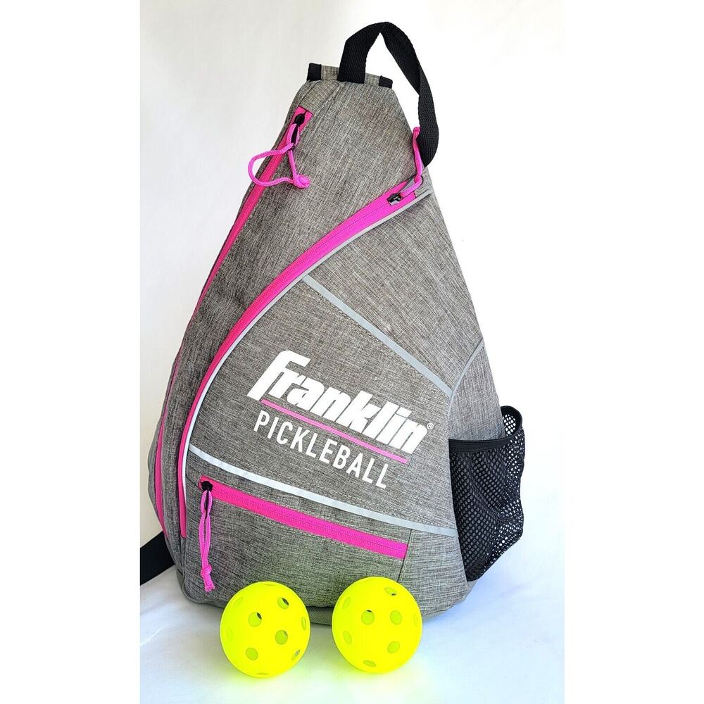 Franklin Sports Pickleball Sling Bag Backpack Gray Pink